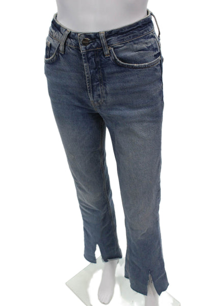 Anine Bing Womens Cotton Medium Wash Buttoned High-Rise Jeans Blue Size 25