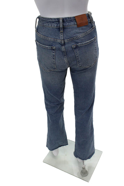 Anine Bing Womens Cotton Medium Wash Buttoned High-Rise Jeans Blue Size 25