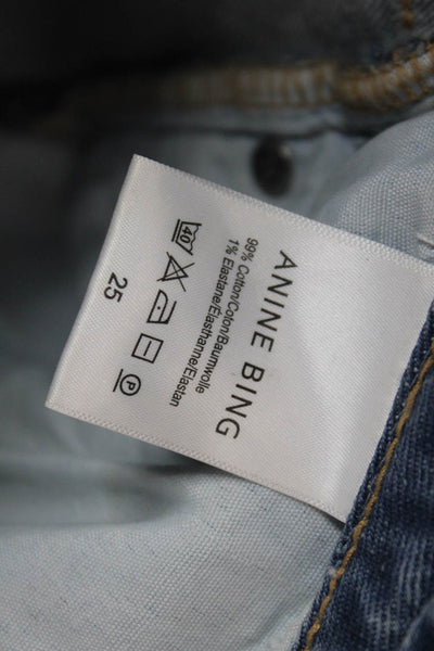 Anine Bing Womens Cotton Medium Wash Buttoned High-Rise Jeans Blue Size 25