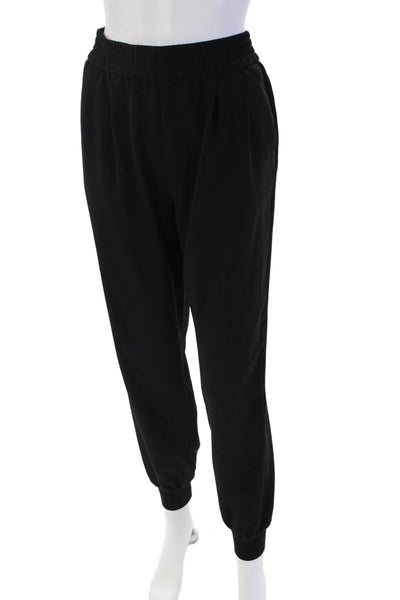Joie Womens Elastic Waistband Straight Leg Crepe Jogger Pants Black Size Large