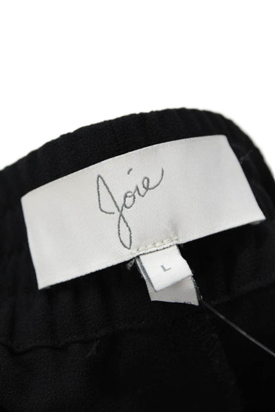 Joie Womens Elastic Waistband Straight Leg Crepe Jogger Pants Black Size Large