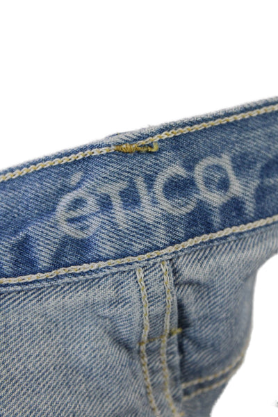 Etica Womens High Rise Fly Button Distress Straight Leg Jeans Blue Size 26