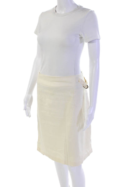 Anne Willi Womens Cotton Linen Pockets Knee Length Unlined Skirt Cream Size 0