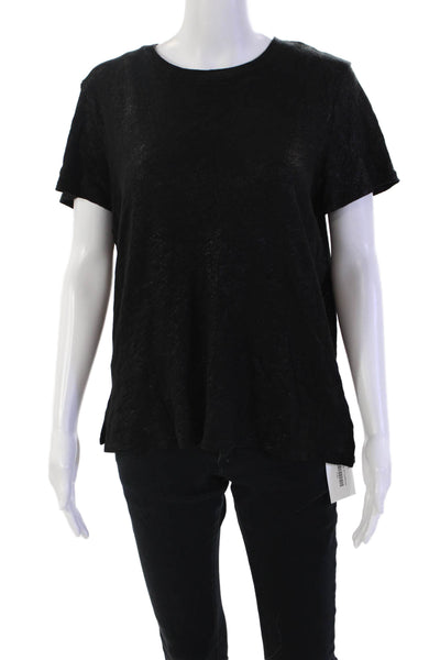 ATM Women's Crewneck Short Sleeves Basic Slit Hem T-Shirt Black Size M