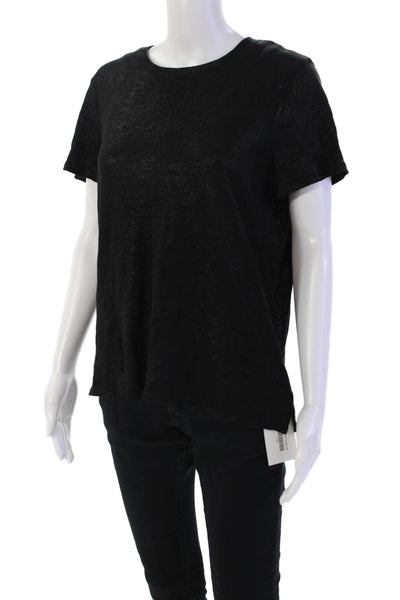 ATM Women's Crewneck Short Sleeves Basic Slit Hem T-Shirt Black Size M