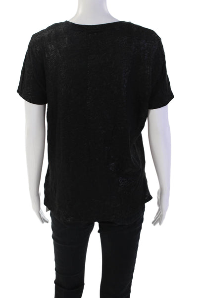 ATM Women's Crewneck Short Sleeves Basic Slit Hem T-Shirt Black Size M
