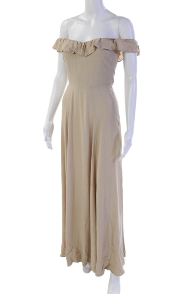 Anne Willi Womens Cotton Linen Pockets Knee Length Unlined Skirt Cream Size 0