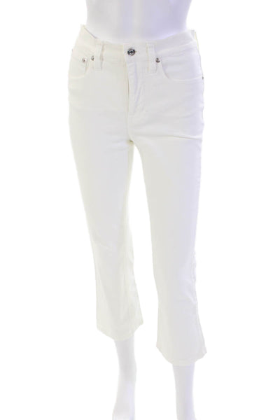 J Crew Womens Cotton High Rise Solid Bootcut Jeans White Size 25