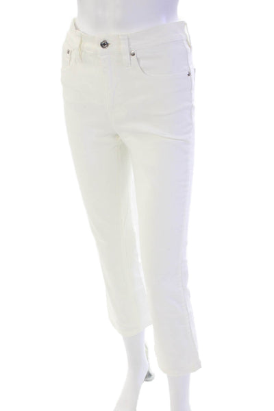 J Crew Womens Cotton High Rise Solid Bootcut Jeans White Size 25