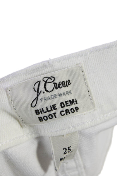J Crew Womens Cotton High Rise Solid Bootcut Jeans White Size 25
