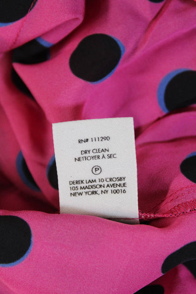 Derek Lam 10 Crosby Womens Polka Dot Print Long Sleeve Crop Blouse Pink Size 2