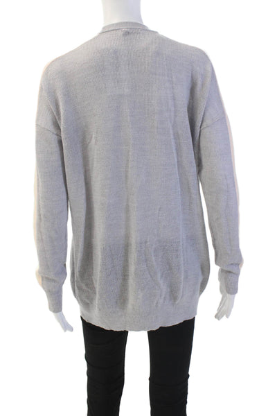 ATM Womens Wool V-Neck Long Sleeve Button Cardigan Sweater Gray Size S