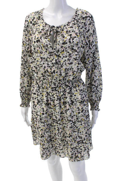 Theory Womens Spotted Print Long Sleeve Tied Pullover Dress Multicolor Size S