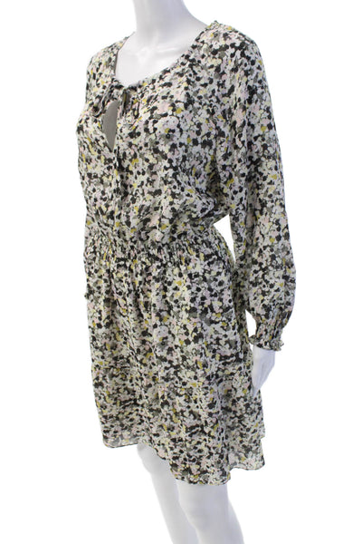 Theory Womens Spotted Print Long Sleeve Tied Pullover Dress Multicolor Size S
