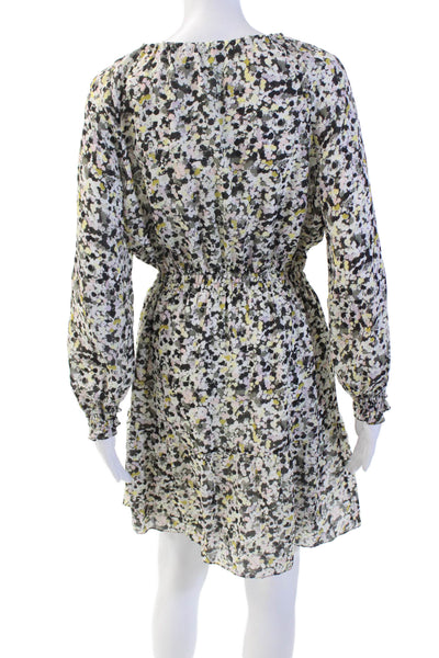Theory Womens Spotted Print Long Sleeve Tied Pullover Dress Multicolor Size S