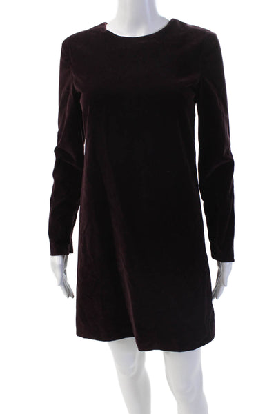 Theory Womens Long Sleeve Knee Length Zippered Sheath Dress Red Size 0