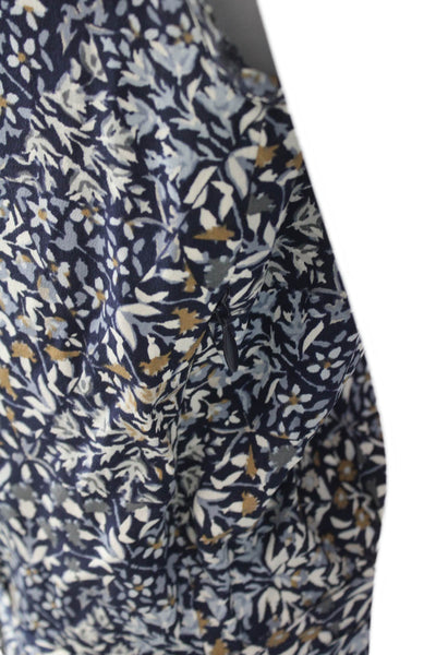 Tory Burch Womens Floral Print Short Sleeve A-Line Mini Dress Blue Size 2