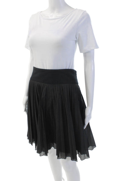 Reiss Womens Stretch Zippered Pleated Casual Pull-On Mini Skirt Black Size 4