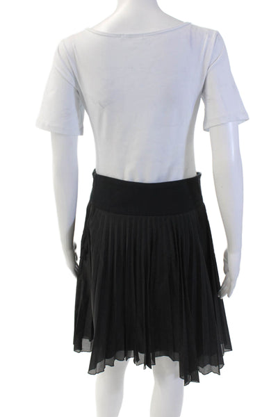 Reiss Womens Stretch Zippered Pleated Casual Pull-On Mini Skirt Black Size 4