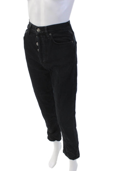 Agolde Womens Cotton Buttoned High-Rise Straight Denim Jeans Black Size 23