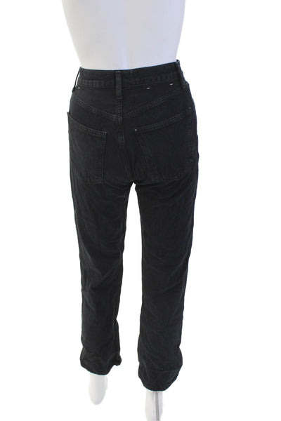 Agolde Womens Cotton Buttoned High-Rise Straight Denim Jeans Black Size 23