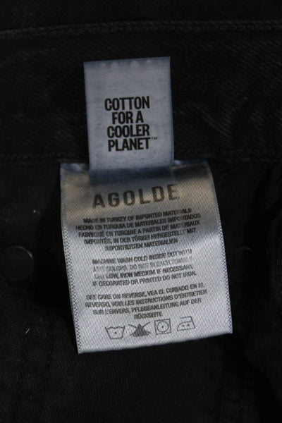 Agolde Womens Cotton Buttoned High-Rise Straight Denim Jeans Black Size 23