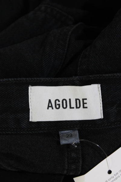 Agolde Womens Cotton Buttoned High-Rise Straight Denim Jeans Black Size 23
