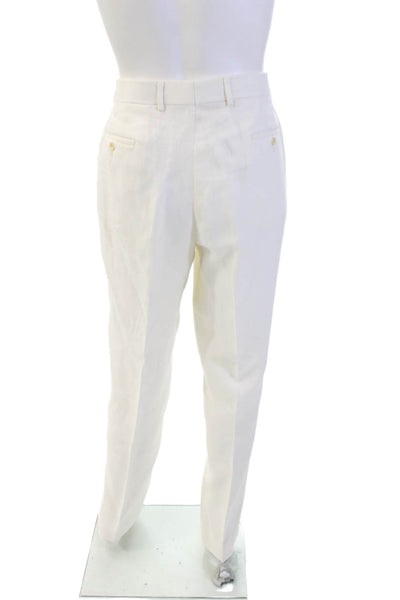 Coppley Mens Zip Lined Pleated Straight Leg Dress Pants White Size EUR 40