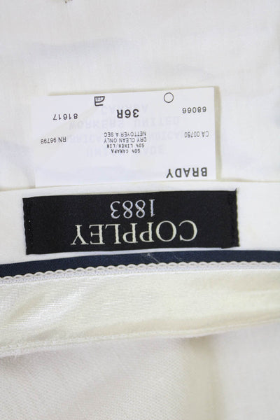 Coppley Mens Zip Lined Pleated Straight Leg Dress Pants White Size EUR 40