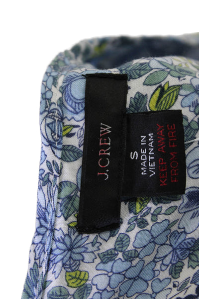 J Crew Womens Long Sleeve Button Front Floral Mini Dress White Blue Size Small