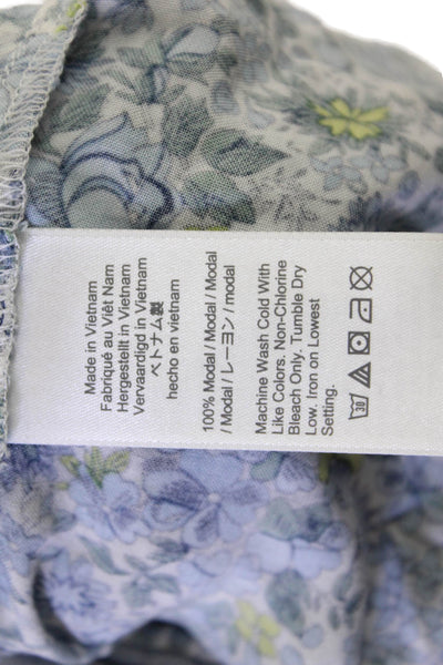J Crew Womens Long Sleeve Button Front Floral Mini Dress White Blue Size Small