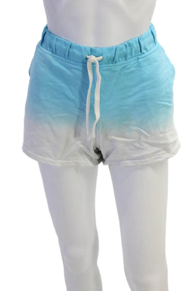 J Crew Womens Mid Rise Drawstring Knit Ombre Shorts Blue White Size Medium