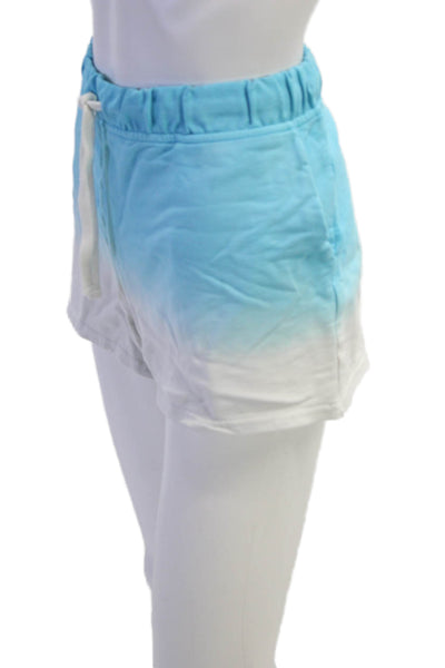 J Crew Womens Mid Rise Drawstring Knit Ombre Shorts Blue White Size Medium