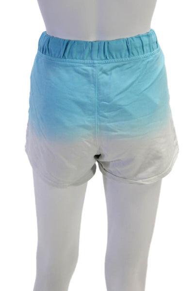 J Crew Womens Mid Rise Drawstring Knit Ombre Shorts Blue White Size Medium