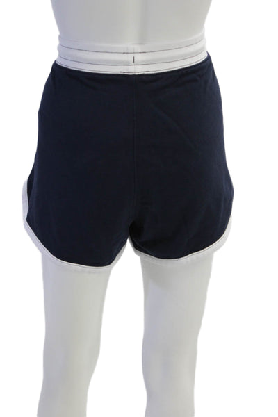 J Crew Womens Mid Rise Drawstring Knit Shorts Navy White Cotton Size Large