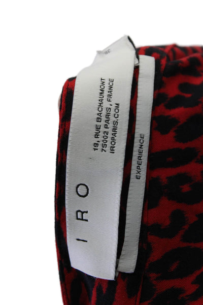 IRO Womens Animal Print A Line Maxi Wrap Skirt Red Black Size EUR 36