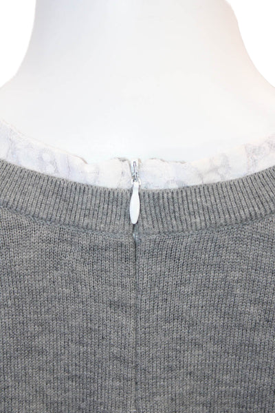 Joie Womens Lace Trim Long Sleeves Pullover Sweater Gray Wool Size Medium