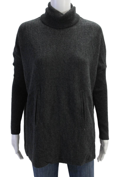 Tahari Womens Long Sleeves Turtleneck Sweater Gray Wool Blend Size Small