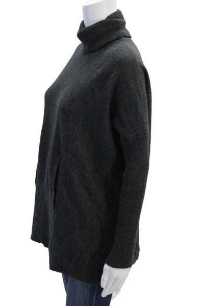 Tahari Womens Long Sleeves Turtleneck Sweater Gray Wool Blend Size Small