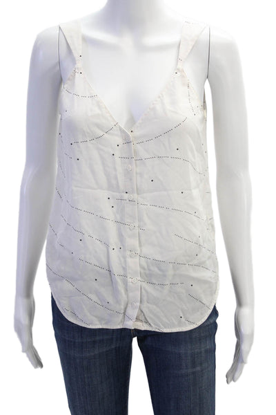 Equipment Femme Womens Stars Print Sleeveless Tank Top White Black Size Small