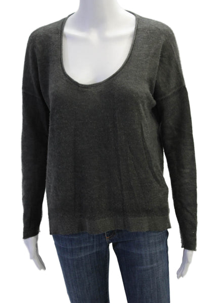 Elie Tahari Womens Cashmere Long Sleeves Pullover Sweater Gray Size Small