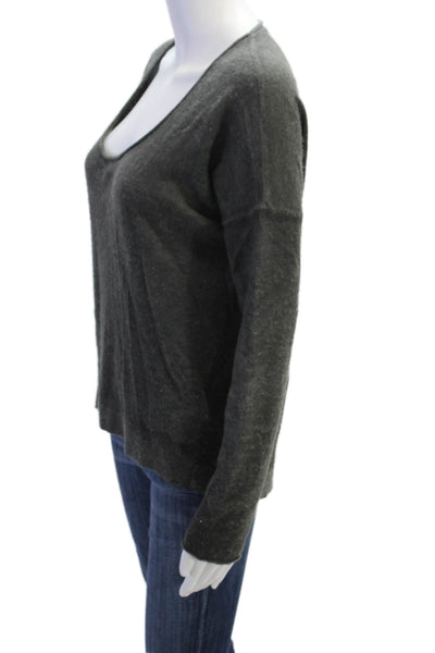 Elie Tahari Womens Cashmere Long Sleeves Pullover Sweater Gray Size Small