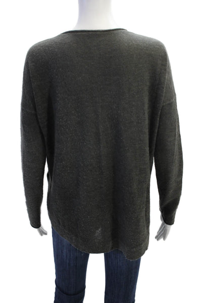 Elie Tahari Womens Cashmere Long Sleeves Pullover Sweater Gray Size Small