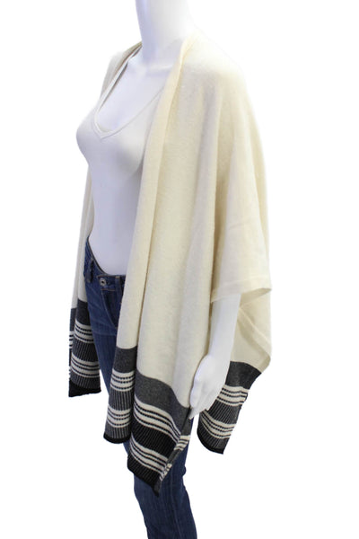 Vince Womens Striped Bottom Short Sleeves Sweater White Black Size Extra Small