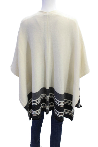 Vince Womens Striped Bottom Short Sleeves Sweater White Black Size Extra Small