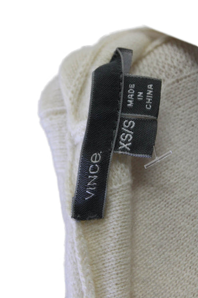Vince Womens Striped Bottom Short Sleeves Sweater White Black Size Extra Small