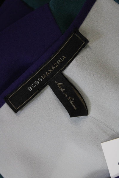 BCBGMAXAZRIA Womens Sleeveless Scoop Neck Colorblock Dress Black Purple Large