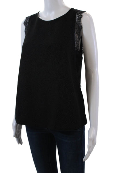 Rachel Rachel Roy Womens Back Zip Lace Trim Scoop Neck Top Black Size Medium