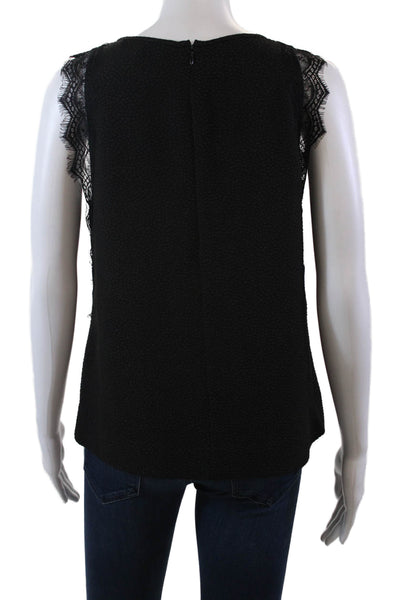 Rachel Rachel Roy Womens Back Zip Lace Trim Scoop Neck Top Black Size Medium