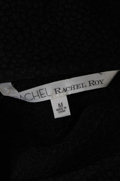 Rachel Rachel Roy Womens Back Zip Lace Trim Scoop Neck Top Black Size Medium